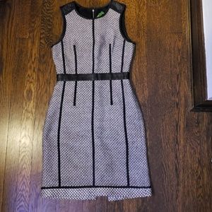 Club Monaco Navy Sleath and Leather Trim Dress